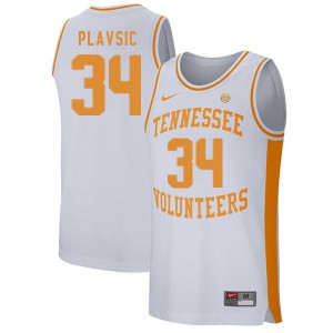 Mens Uros Plavsic White Tennessee #34 High School Jersey