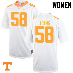 Women's Aaron Adams White Tennessee Volunteers #58 College Jerseys