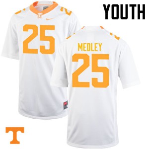 Youth Aaron Medley White Tennessee #25 Official Jersey