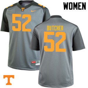 Womens Andrew Butcher Gray Tennessee Volunteers #52 Football Jerseys