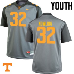 Youth Billy Nowling Gray Tennessee #32 Football Jersey
