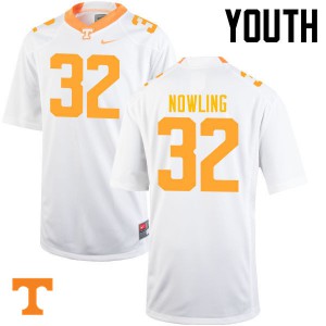 Youth Billy Nowling White Tennessee Volunteers #32 College Jerseys