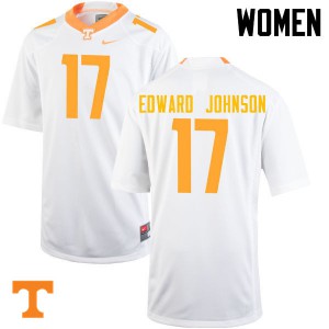 Women's Brandon Edward Johnson White Tennessee Volunteers #17 Stitched Jerseys