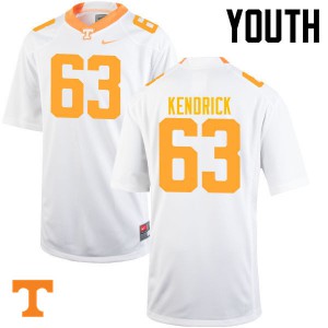 Youth Brett Kendrick White Tennessee #63 Official Jersey