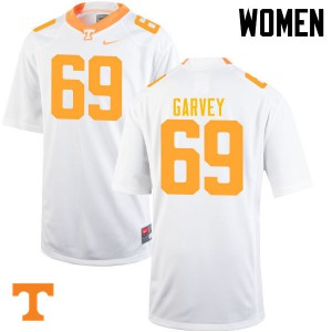 Womens Brian Garvey White Tennessee Volunteers #69 Football Jerseys