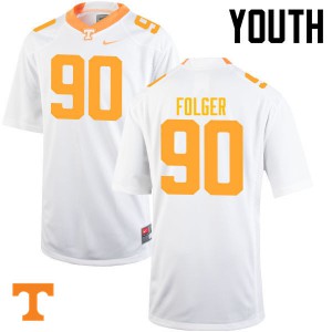 Youth Charles Folger White Tennessee Vols #90 Alumni Jerseys