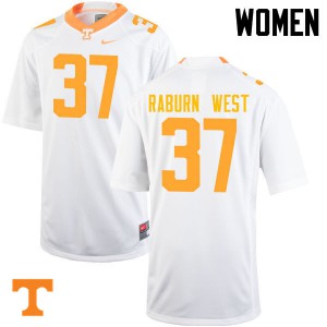 Womens Charles Raburn West White Tennessee Volunteers #37 Player Jersey