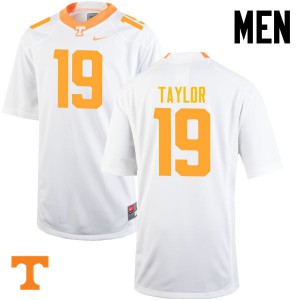 Mens Darrell Taylor White Tennessee Volunteers #19 Stitched Jerseys