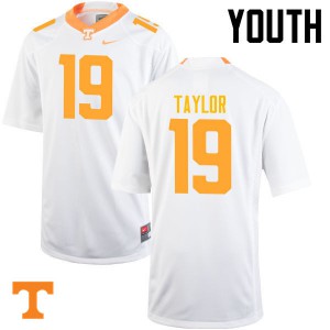 Youth Darrell Taylor White UT #19 College Jersey