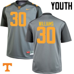 Youth Devin Williams Gray Tennessee Vols #30 Official Jerseys