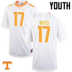 Youth Dillon Bates White Tennessee Volunteers #17 Player Jersey