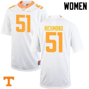 Womens Drew Richmond White Tennessee Volunteers #51 NCAA Jerseys