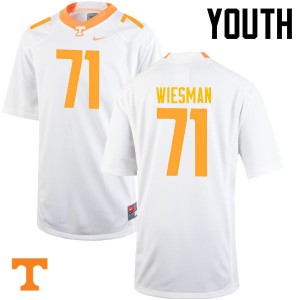 Youth Dylan Wiesman White Tennessee Vols #71 College Jerseys
