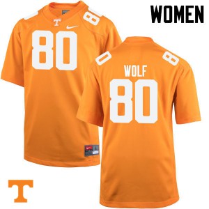 Women Eli Wolf Orange Tennessee Volunteers #80 Football Jerseys