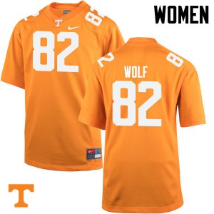 Womens Ethan Wolf Orange Tennessee #82 Official Jerseys