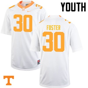 Youth Holden Foster White Tennessee Vols #30 Embroidery Jersey