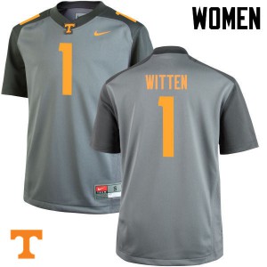 Women's Jason Witten Gray Tennessee Volunteers #1 NCAA Jerseys