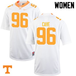 Women Joey Cave White Tennessee Vols #96 NCAA Jersey