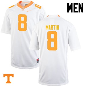 Men's Justin Martin White Tennessee Volunteers #8 Player Jersey