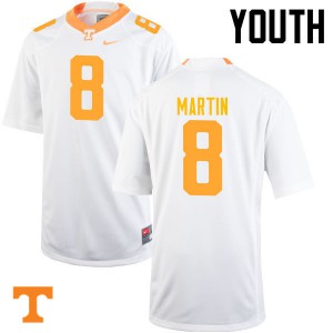Youth Justin Martin White Tennessee Volunteers #8 Stitch Jersey