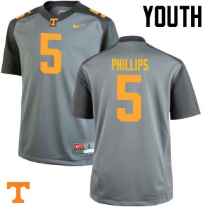 Youth Kyle Phillips Gray Vols #5 Stitched Jersey