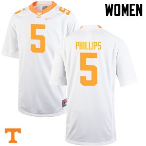 Women Kyle Phillips White Tennessee Vols #5 NCAA Jersey