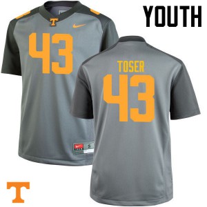 Youth Laszlo Toser Gray Tennessee Vols #43 Official Jersey