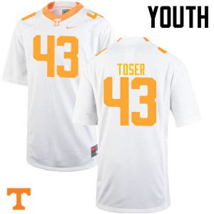 Youth Laszlo Toser White Tennessee Vols #43 Player Jersey