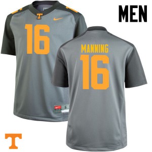 Mens Peyton Manning Gray Tennessee Volunteers #16 Embroidery Jersey