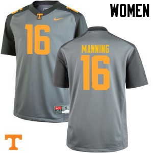 Women Peyton Manning Gray Tennessee Vols #16 Football Jersey
