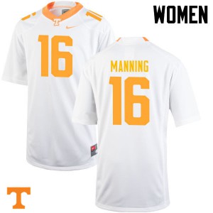 Women Peyton Manning White Vols #16 NCAA Jersey