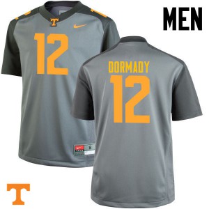 Mens Quinten Dormady Gray Tennessee Vols #12 Embroidery Jersey