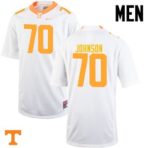 Mens Ryan Johnson White Tennessee Volunteers #70 Official Jersey