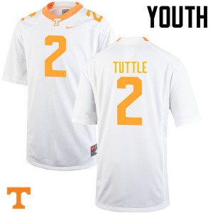 Youth Shy Tuttle White Tennessee Volunteers #2 College Jersey