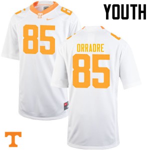 Youth Thomas Orradre White Tennessee Volunteers #85 Embroidery Jersey