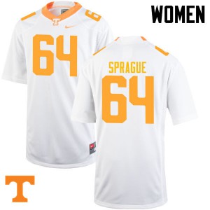 Women Tommy Sprague White Tennessee Volunteers #64 Embroidery Jerseys