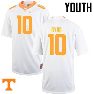 Youth Tyler Byrd White Tennessee Volunteers #10 Embroidery Jerseys