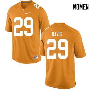 Women Brandon Davis Orange Tennessee Volunteers #29 NCAA Jerseys