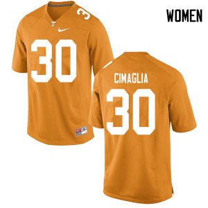 Women's Brent Cimaglia Orange Tennessee Volunteers #30 NCAA Jerseys