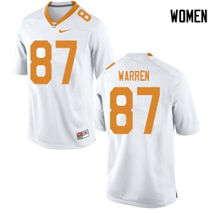 Women's Jacob Warren White Tennessee Volunteers #87 Stitched Jersey