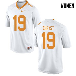 Women's Keller Chryst White Tennessee #19 University Jerseys