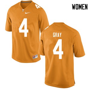 Womens Maleik Gray Orange Tennessee Vols #4 Alumni Jersey