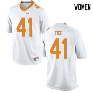 Womens Ryan Tice White Tennessee Volunteers #41 Stitch Jerseys