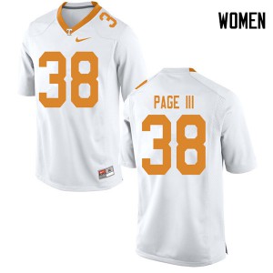Womens Solon Page III White Tennessee Volunteers #38 Football Jersey