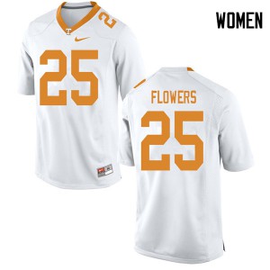 Womens Trevon Flowers White Tennessee Volunteers #25 Stitched Jerseys