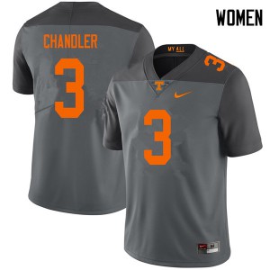 Women's Ty Chandler Gray Tennessee Vols #3 Embroidery Jerseys