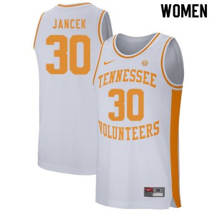Womens Brock Jancek White Tennessee Vols #30 NCAA Jerseys