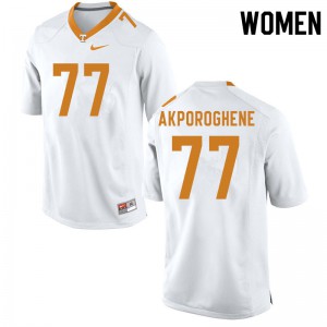 Womens Chris Akporoghene White Tennessee Vols #77 College Jersey