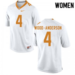 Womens Dominick Wood-Anderson White Tennessee Volunteers #4 University Jerseys