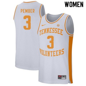Women Drew Pember White Vols #3 Basketball Jerseys